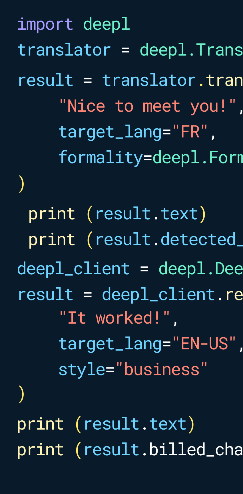 DeepL API code example