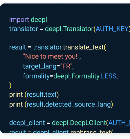DeepL API integration code workflow