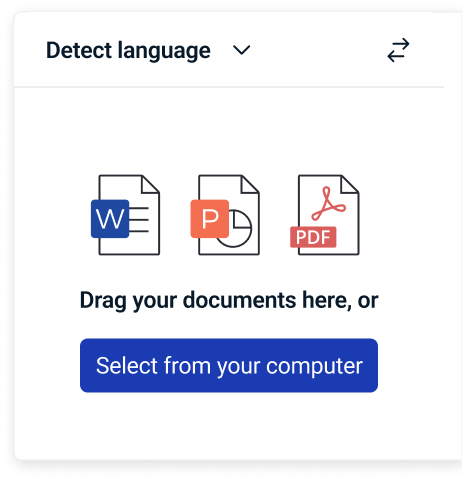 DeepL document translation upload panel