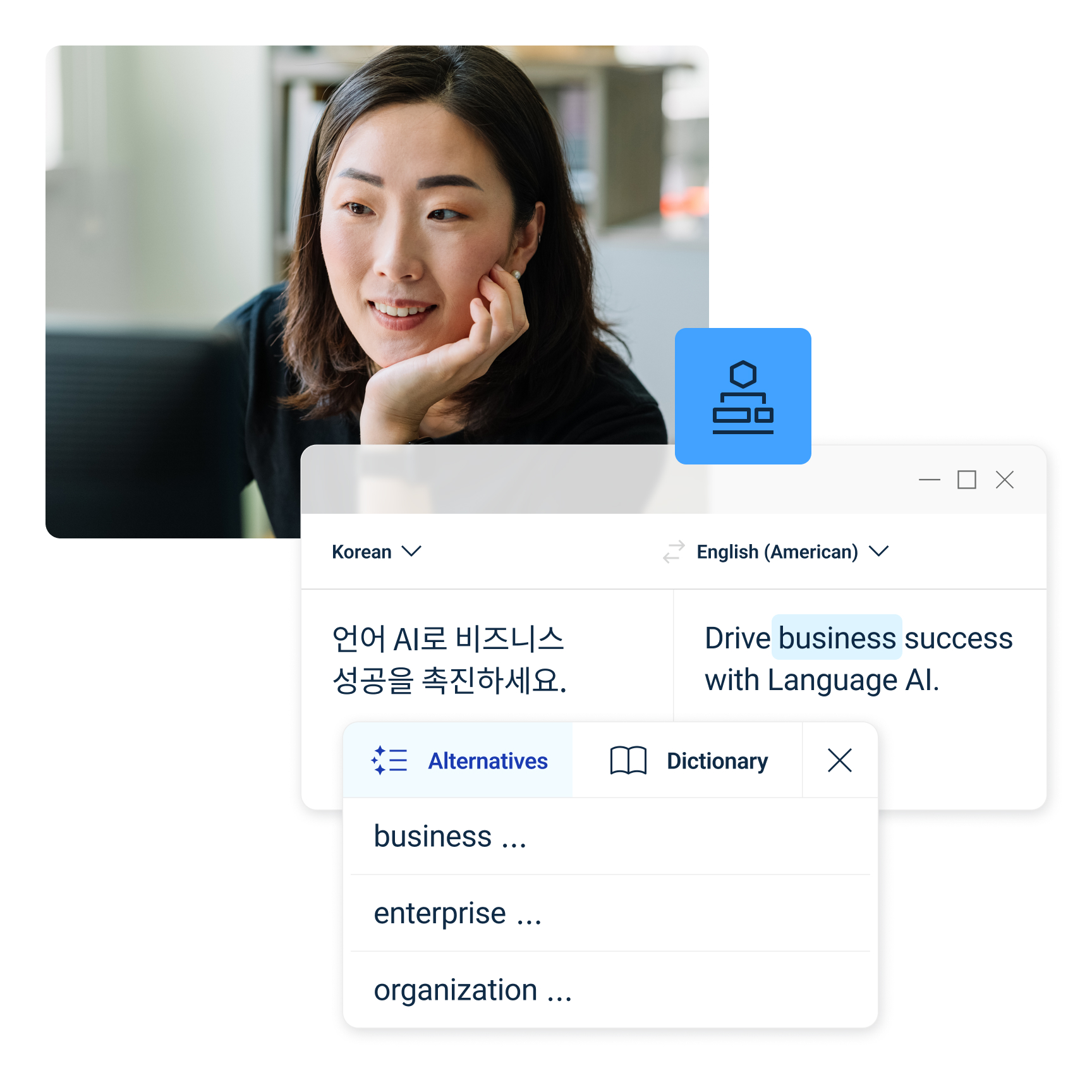 DeepL desktop translation workspace